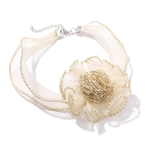 Saddgo Modische Halskette mit übertriebenem Temperament, schlicht, lässig, große Spitze, Blume, Petal, Choker-Halskette für Frauen und Mädchen, Schmuckgeschenk von Saddgo
