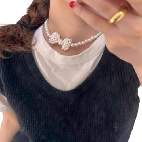Saddgo Schlichte Halskette, kurze Halskette, modisches Halsband, Schlüsselbeinkette, Perlen, Choker-Halskette, Statement-Schmuck von Saddgo