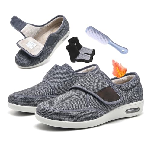 Damen Diabetikerschuhe Mit Verstellbarem Verschluss, Damen-Winter-Thermo-Fleece-gefütterte Memory-Schaum-rutschfeste, Breite Diabetikerschuhe, Ödemschuhe Für Geschwollene Füße Besten ( Color : Gris , von SadiTy