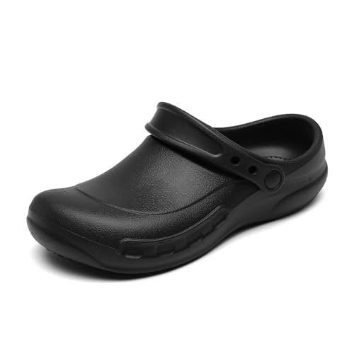 Herren-Slipper, Leicht, Übergröße, Wasserdicht, Für Den Gastronomiebereich, Modischer, Rutschfester Garten-Krankenhaus-Arbeitsclog, Lässige Gartensandalen, Für Restaurant, Köche (Color : Black, Size von SadiTy