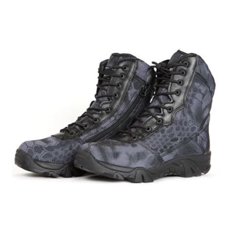 Herren-Wanderstiefel, Herren-Kampfstiefel Im Militär-Stil Mit Seitlichem Reißverschluss, Wasserdicht, Atmungsaktiv, Tarnmuster, Leichte Und Lässige All-Terrain-Schnürschuhe (Color : Black, Size : 42 von SadiTy