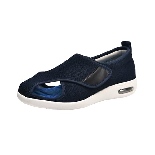 Männer Orthopädische Diabetische Schuhe, Herren Easy Closeure Open Toed Diabetic Schuhe, Einstellbare Offenzehe Operation Orthopädische Sandalen, Für Diabetische Ödeme (Color : Dark Blue, Size : 54 von SadiTy