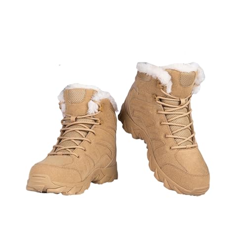 Militärstiefel Für Herren, Männer Winter Outdoor Pelz Futter Warme Schnee High Top Taktische Stiefel, Warme, Wasserdichte, Leichte, Rutschfeste Schneestiefel, Für Camping, Arbeit (Color : Sand, Size von SadiTy