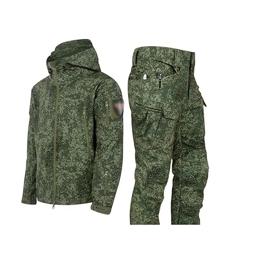 Zweiteiliger Skiganzug, Herren Winter Outdoor Mode Camouflage Ski Jacke Schneehose Set, Warmes Wasserdichtes Winddichtes Schnee 2 Stück Skiganzug, Zum Skifahren, Schneemobilei (Color : Dark green, S von SadiTy