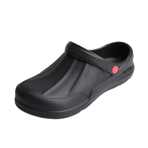 rutschfeste Küchenschuhe, Öl- Und Wasserabweisende Slip-On-Sicherheits-Kochschuhe Für Herren, Bequeme Gartensandalen, Für wasserdichte Chef Garden Hospital Restaurant Clogs Schuhe (Color : Black, SI von SadiTy