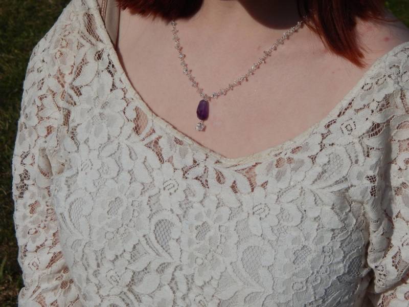 Klare Quarz Chip Perlen Kette, Sterling Silber Halskette Mit Amethyst Und Anhänger, Unikat, Februar Geburtsstein Klare Quarz Chip Perlen Kette, Sterling Silber Halskette Mit Amethyst Und Anhänger, Unikat, Februar Geburtsstein von SadiesBaubles