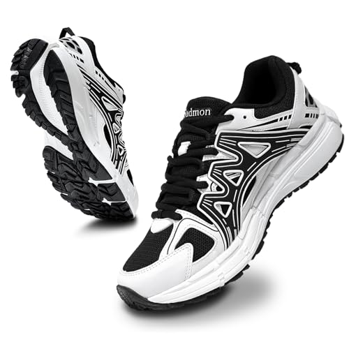 Damen Sneaker Running Tennis Schuhe rutschfeste Arbeitsschuhe Wanderschuhe Schwanz Laufschuhe, Schwarz-Weiß-Licht, 42.5 EU von Sadmon