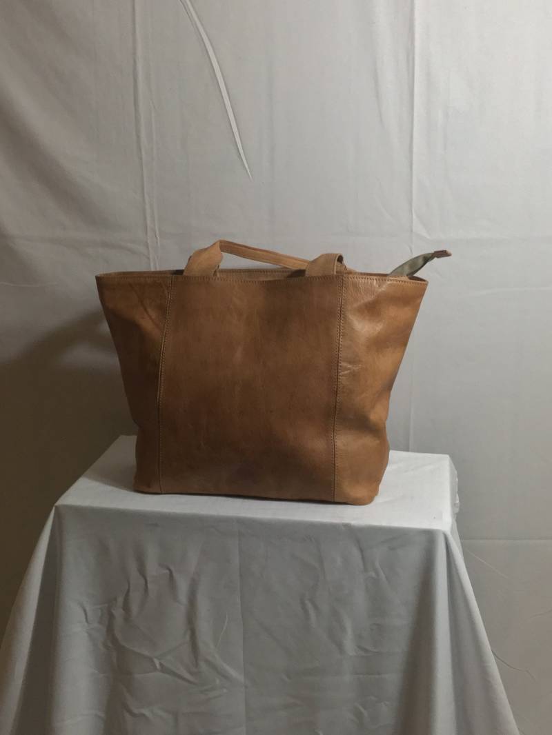 Leder Tote Braun, W Reißverschluss Und Tasche, Laptop Arbeit Studenten Geldbörse Schultertasche von Sadour