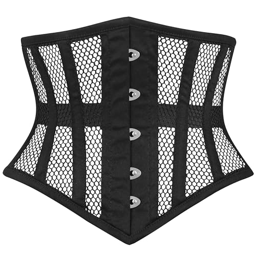Sady Industry Damen Stahlstäbchen Korsett Kurzer Torso Heavy Duty Truly Taille Training Unterbrust Korsetts (SB), schwarz (netzstoff), Small von Sady Industry