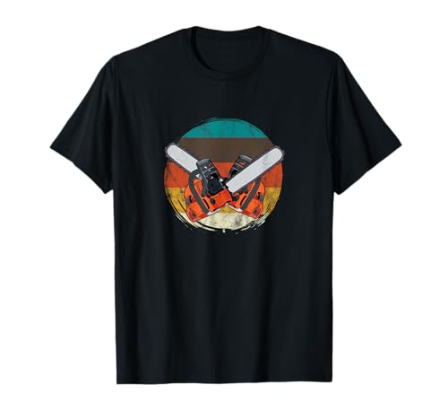 Motorsäge Vintage Holzfäller Sägespäne Waldarbeiter Geschenk T-Shirt von Säge Forstwirtschaft Axt Geschenke