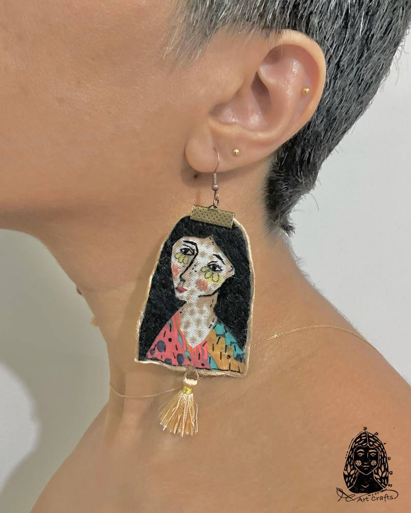 Boho Handgemachte Stickerei Ohrringe | Tragbare Schmuckkunst von SaeideArtCrafts