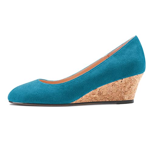 Saekcted Damen Chunky Blockabsatz Keilabsatz Absatz Heel Geschlossene Eckige Zehenkappe Slip-on Pumps Klassisch Cute Dress Party 5 cm Heels Schuhe Grün 40 EU von Saekcted