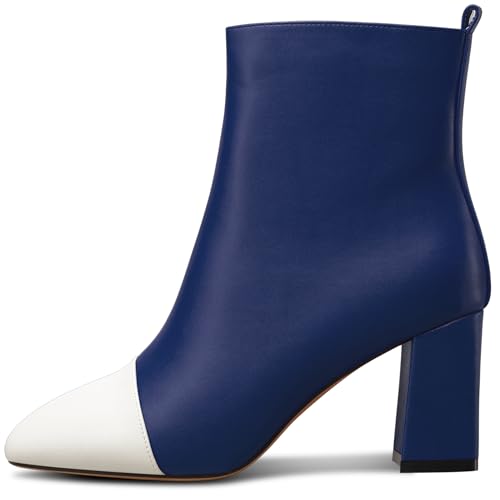 Saekcted Damen Chunky Blockabsatz Mittlerem Absatz Heel Eckige Zehenkappe Stiefeletten Slip-on Patchwork Reißverschluss Dress Schuhe 8 CM Heels Marineblau 37 EU Saekcted Damen Chunky Blockabsatz Mittlerem Absatz Heel Eckige Zehenkappe Stiefeletten Slip-on Patchwork Reißverschluss Dress Schuhe 8 CM Heels Marineblau 37 EU von Saekcted