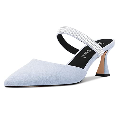 Saekcted Damen Chunky Blockabsatz Mittlerem Absatz Heel Spitze Zehenkappe Pumps Slip-on Diamant Kristall Lässig Cute Pantoletten Schuhe Hellblau 38 EU Saekcted Damen Chunky Blockabsatz Mittlerem Absatz Heel Spitze Zehenkappe Pumps Slip-on Diamant Kristall Lässig Cute Pantoletten Schuhe Hellblau 38 EU von Saekcted
