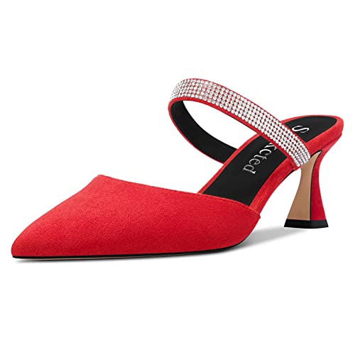 Saekcted Damen Chunky Blockabsatz Mittlerem Absatz Heel Spitze Zehenkappe Pumps Slip-on Diamant Kristall Lässig Cute Pantoletten Schuhe Rot 38 EU Saekcted Damen Chunky Blockabsatz Mittlerem Absatz Heel Spitze Zehenkappe Pumps Slip-on Diamant Kristall Lässig Cute Pantoletten Schuhe Rot 38 EU von Saekcted