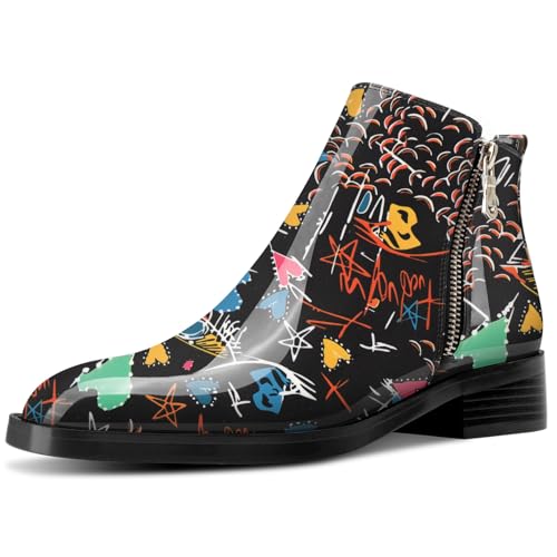 Saekcted Damen Chunky Blockabsatz Niedrige Absatz Heel Eckige Zehenkappe Stiefeletten Slip-on Reißverschluss Büroschuhe Klassisch Stiefel Buntes Graffiti 42 EU Saekcted Damen Chunky Blockabsatz Niedrige Absatz Heel Eckige Zehenkappe Stiefeletten Slip-on Reißverschluss Büroschuhe Klassisch Stiefel Buntes Graffiti 42 EU von Saekcted