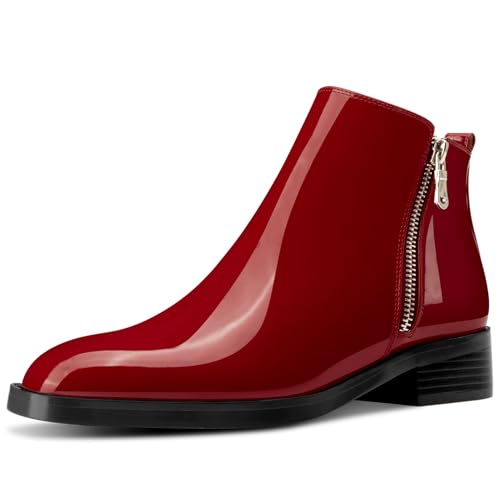 Saekcted Damen Chunky Blockabsatz Niedrige Absatz Heel Eckige Zehenkappe Stiefeletten Slip-on Reißverschluss Büroschuhe Klassisch Stiefel Burgunderrot 40 EU Saekcted Damen Chunky Blockabsatz Niedrige Absatz Heel Eckige Zehenkappe Stiefeletten Slip-on Reißverschluss Büroschuhe Klassisch Stiefel Burgunderrot 40 EU von Saekcted