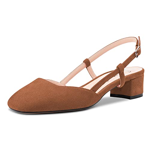 Saekcted Damen Chunky Blockabsatz Niedrige Kitten Absatz Heel Eckige Zehenkappe Slingback Pumps Hochzeit Büroschuhe Dress 3.5 cm Heels Braun A 42 EU Saekcted Damen Chunky Blockabsatz Niedrige Kitten Absatz Heel Eckige Zehenkappe Slingback Pumps Hochzeit Büroschuhe Dress 3.5 cm Heels Braun A 42 EU von Saekcted