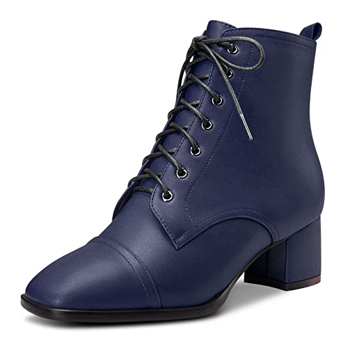 Saekcted Damen Chunky Blockabsatz Niedrige Kitten Absatz Heel Eckige Zehenkappe Stiefeletten Schnüren Schnürung Reißverschluss Stiefel Blau 38 EU Saekcted Damen Chunky Blockabsatz Niedrige Kitten Absatz Heel Eckige Zehenkappe Stiefeletten Schnüren Schnürung Reißverschluss Stiefel Blau 38 EU von Saekcted