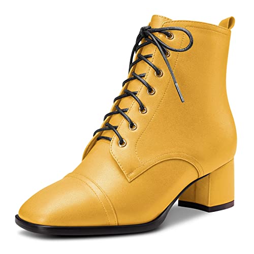 Saekcted Damen Chunky Blockabsatz Niedrige Kitten Absatz Heel Eckige Zehenkappe Stiefeletten Schnüren Schnürung Reißverschluss Stiefel Gelb 39 EU Saekcted Damen Chunky Blockabsatz Niedrige Kitten Absatz Heel Eckige Zehenkappe Stiefeletten Schnüren Schnürung Reißverschluss Stiefel Gelb 39 EU von Saekcted