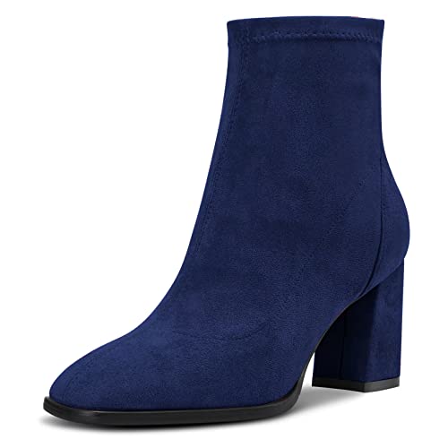 Saekcted Damen Hoher High Chunky Blockabsatz Absatz Heel Geschlossene Eckige Zehenkappe Stiefeletten Slip-on Klassisch Reißverschluss 7.5 CM Heels Schuhe Blau C 38 EU Saekcted Damen Hoher High Chunky Blockabsatz Absatz Heel Geschlossene Eckige Zehenkappe Stiefeletten Slip-on Klassisch Reißverschluss 7.5 CM Heels Schuhe Blau C 38 EU von Saekcted