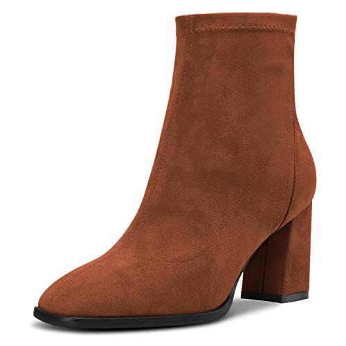 Saekcted Damen Hoher High Chunky Blockabsatz Absatz Heel Geschlossene Eckige Zehenkappe Stiefeletten Slip-on Klassisch Reißverschluss 7.5 CM Heels Schuhe Braun 41 EU Saekcted Damen Hoher High Chunky Blockabsatz Absatz Heel Geschlossene Eckige Zehenkappe Stiefeletten Slip-on Klassisch Reißverschluss 7.5 CM Heels Schuhe Braun 41 EU von Saekcted