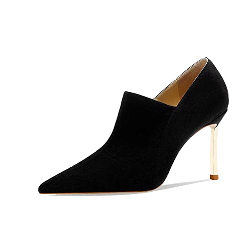 Saekcted Damen Stiletto Hoher High Absatz Heel Geschlossene Spitze Zehenkappe Slip-on Pumps Büroschuhe Party Cute Klassisch Schuhe 8.5 cm Heels Schwarz 42 EU von Saekcted