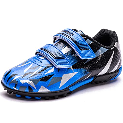 Saekeke Fußballschuhe Kinder TF Fussballschuhe Jugendliche Leicht Outdoor Verschleißfest Professionelle Athletic Trainingsschuhe Unisex Blau EU28 von Saekeke