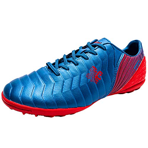 Saekeke Fussballschuhe Kinder TF Fußballschuhe Jungen Low Top FG/AG Trainingsschuhe Für Unisex-Kinder Blau Rot TF 30EU von Saekeke