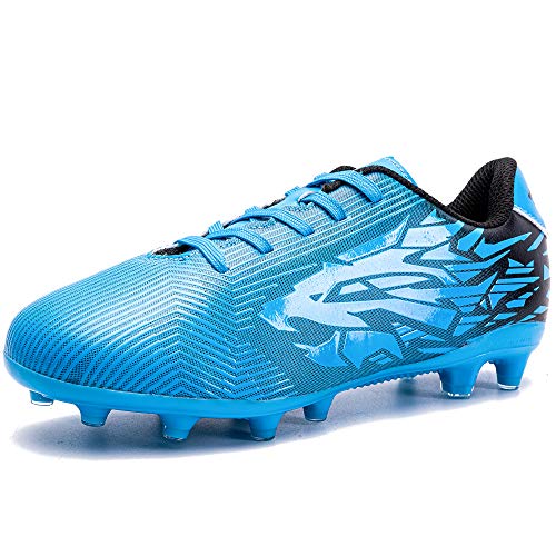 Saekeke Kinder Fußballschuhe Mädchen Jungen Fussballschuhe FG/AG Professionelle Fussball Trainingsschuhe Outdoor Blau EU 37 von Saekeke