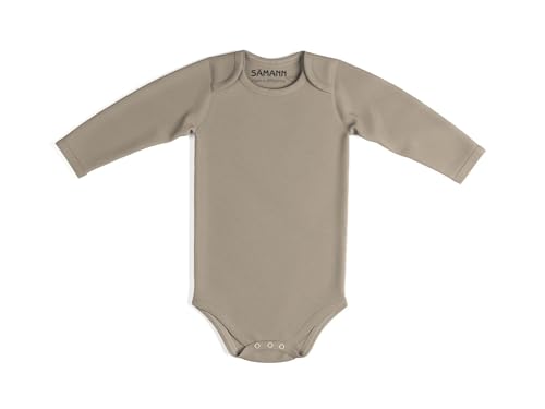 Sämann Baby Schlupf Body langarm aus 100% Bio Baumwolle nicht gerippt Simply Taupe | Größe 0-3 Monate von Sämann