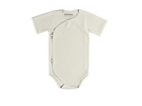 Sämann Wickelbody Kurzarmbody aus 100% Bio Baumwolle gerippt Coconut Milk | Größe 0-3 Monate von Sämann