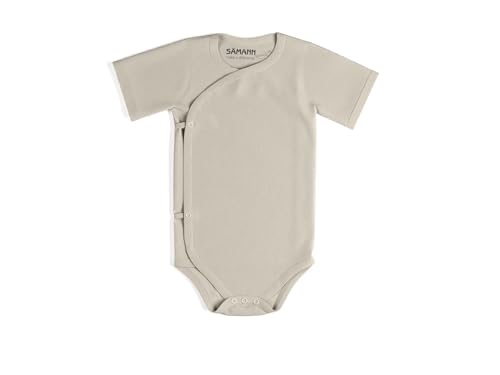 Sämann Wickelbody Kurzarmbody aus 100% Bio Baumwolle gerippt Oat Milk | Größe 3-6 Monate von Sämann