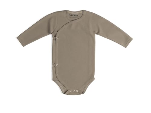 Sämann Wickelbody Langarmbody aus 100% Bio Baumwolle gerippt Simply Taupe | Größe 0-3 Monate von Sämann
