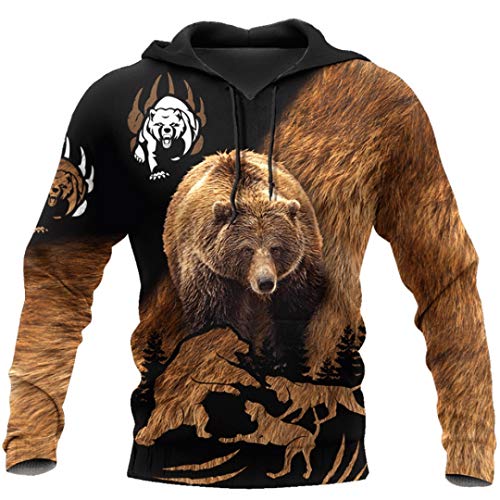 Saeohnssty Bear Hunting Camo 3D-Druck Hoodies Für Männer Frauen Kapuzenpullover Herbst Casual Hoodie von Saeohnssty