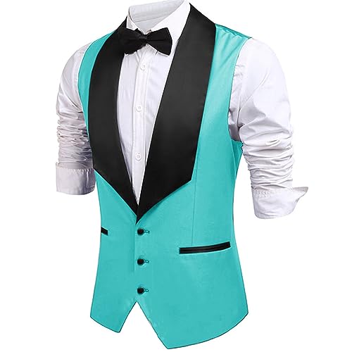 Saeohnssty Herren Anzugweste Hochzeit Bräutigam Kleid Weste Revers Slim Fit 3 Knöpfe Weste von Saeohnssty