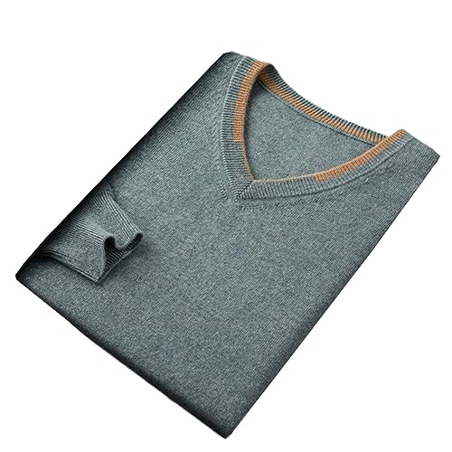 Saeohnssty Herren-Kaschmirpullover, Frühling Und Herbst, Wollpullover, Business-Casual, Einfarbig, V-Ausschnitt, Langarm-Oberteil von Saeohnssty