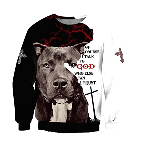 Saeohnssty Tier Pitbull Muster 3D Ganzkörper Gedruckt Herren Herbst Hoodie Unisex Casual Zip Hoodie Sweatshirt von Saeohnssty