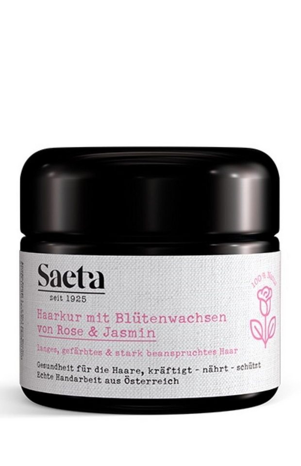 Saeta Haarkosmetik Haarkur mit Blütenwachsen von Rose § Jasmin für lange, gefärbte Haare 1000 ml, /100 ml 1 PET-Tiegel, 100% Natur von Saeta Haarkosmetik