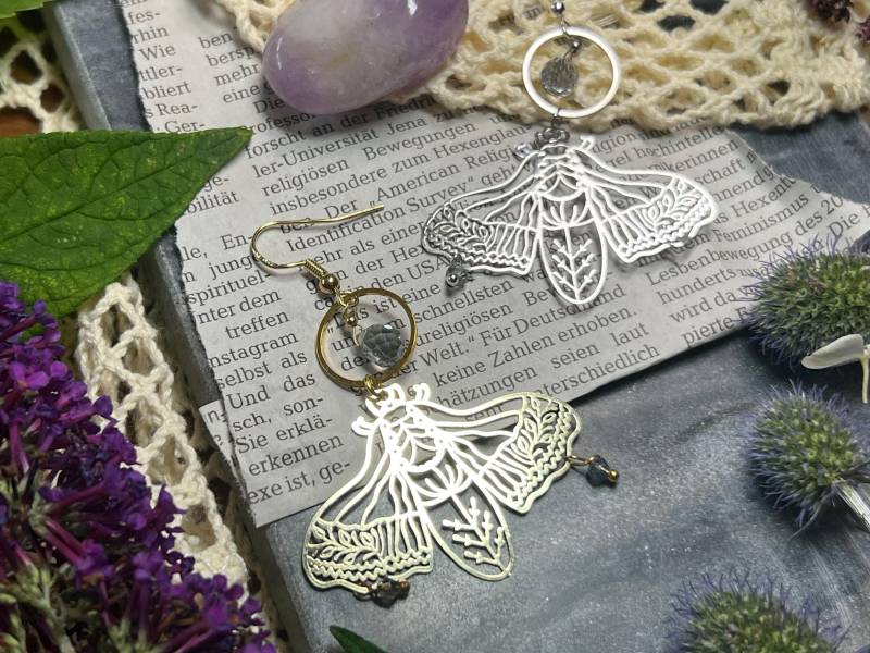 Motten Ohrringe Königin Der Nacht Federlicht Edelstahl von Saeturnart