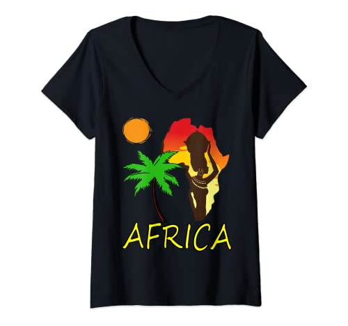 Damen Safari Mama Afrika T-Shirt Palmen Leopard Gepard Geschenk T-Shirt mit V-Ausschnitt von Safari Afrika T-Shirt Panther Leopard Geschenkidee
