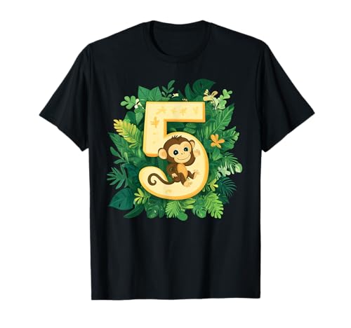 5. Geburtstag Dschungel Safari Affe Affe Abenteuer Outfit Jungen T-Shirt 5. Geburtstag Dschungel Safari Affe Affe Abenteuer Outfit Jungen T-Shirt von Safari Birthday Adventure Gear