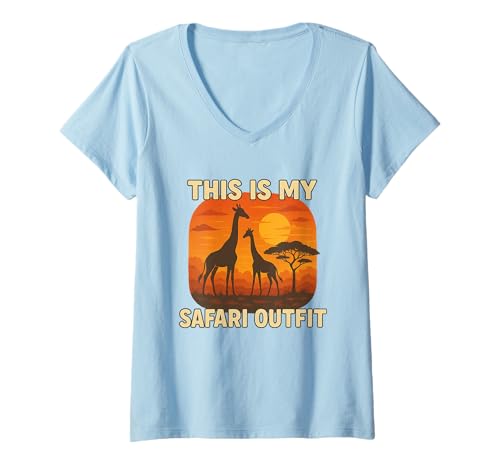 Damen This is My Safari Outfit Shirt Cool African Safari Lovers T-Shirt mit V-Ausschnitt Damen This is My Safari Outfit Shirt Cool African Safari Lovers T-Shirt mit V-Ausschnitt von Safari Explorers Animal Lovers Wild Tracks Apparel