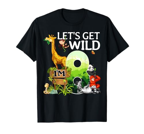 8. Geburtstag Jungen Mädchen 8 Jahre alt Safari Dschungel Tier Zoo T-Shirt von Safari Jungle Animal Birthday 8 Year Old Kids