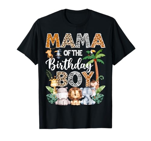 Mama Of The Birthday Boy Safari Dschungel Bday Party T-Shirt von Safari Lover Birthday Boy Family Matching