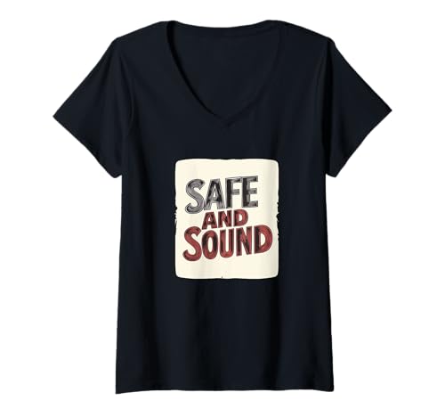 Damen Just Safe and Sound Vibes Kostüm T-Shirt mit V-Ausschnitt von Safe and Sound