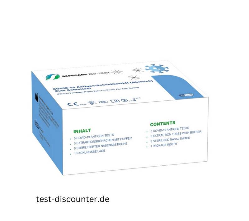 Safecare Bio-Tech Influenza-Schnelltest Corona Schnelltest Covid, MHD 2026, erkennt XEC und MC.13.2, 1 Messparameter, 5-tlg., Hohe Präzision, EU-konform, langlebig & zertifizierte Sicherheit von Safecare Bio-Tech
