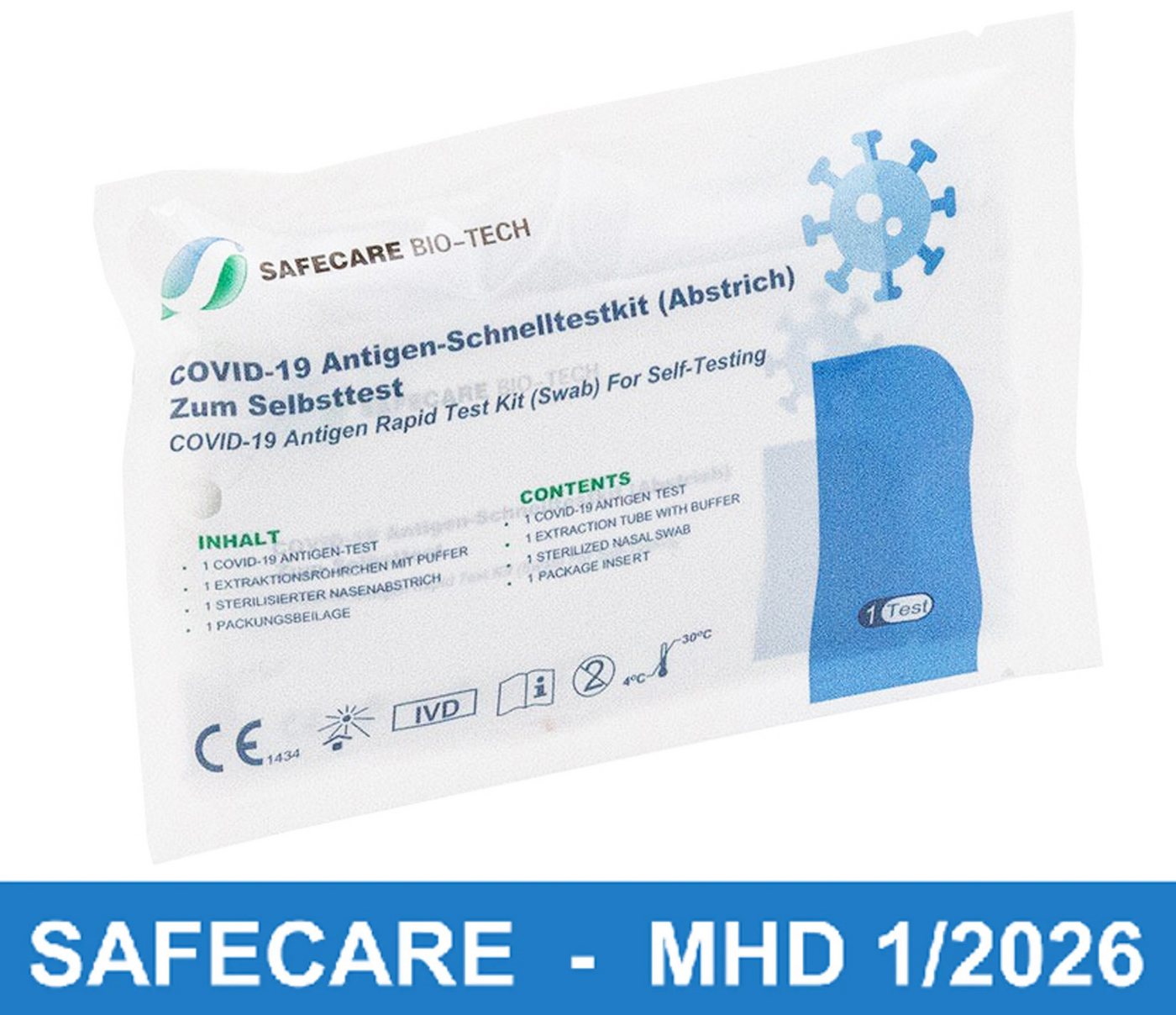 Safecare Bio-Tech PSA-Schnelltest Safecare Laien 1er Nasal Test mit CE 1434 (50 Stück) - MHD 01/26 von Safecare Bio-Tech