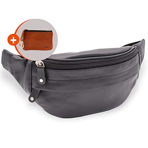 Bauchtasche Damen, Herren - Hüfttasche - Fanny Pack, Hüfttasche, Waist Bag, Pouch Bag Flat - Leder Bauchtasche von Safekeepers