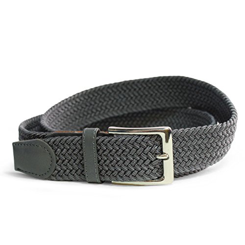 Komfortabel Elastische Geflochtener Stretch Gürtel - Stretchbelt - Stoffgürtel - Gürtel Flecht - Damen und Herren (95 B.W. = Gesamtlänge 110 cm., Grau) von Safekeepers